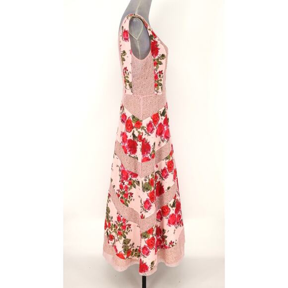 Tracy Reese Dress Womens 8 Pink Floral Maxi Back Zip Fit n Flare Crinoline New - Picture 10 of 16